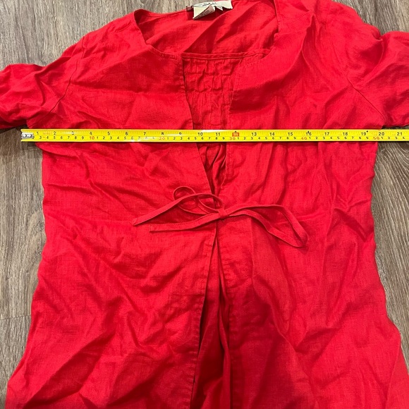 Ecru 100% Linen Red Cardigan - Picture 8 of 12